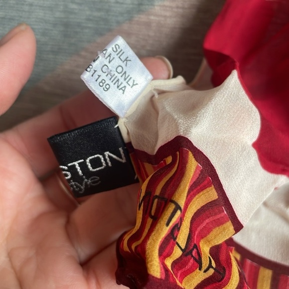 (2) Vintage Halston & Casual Floral Silk Bohemian Paisley Scarf Hair Wrap - Picture 6 of 10